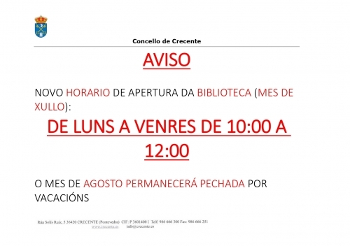 NOVO HORARIO BIBLIOTECA